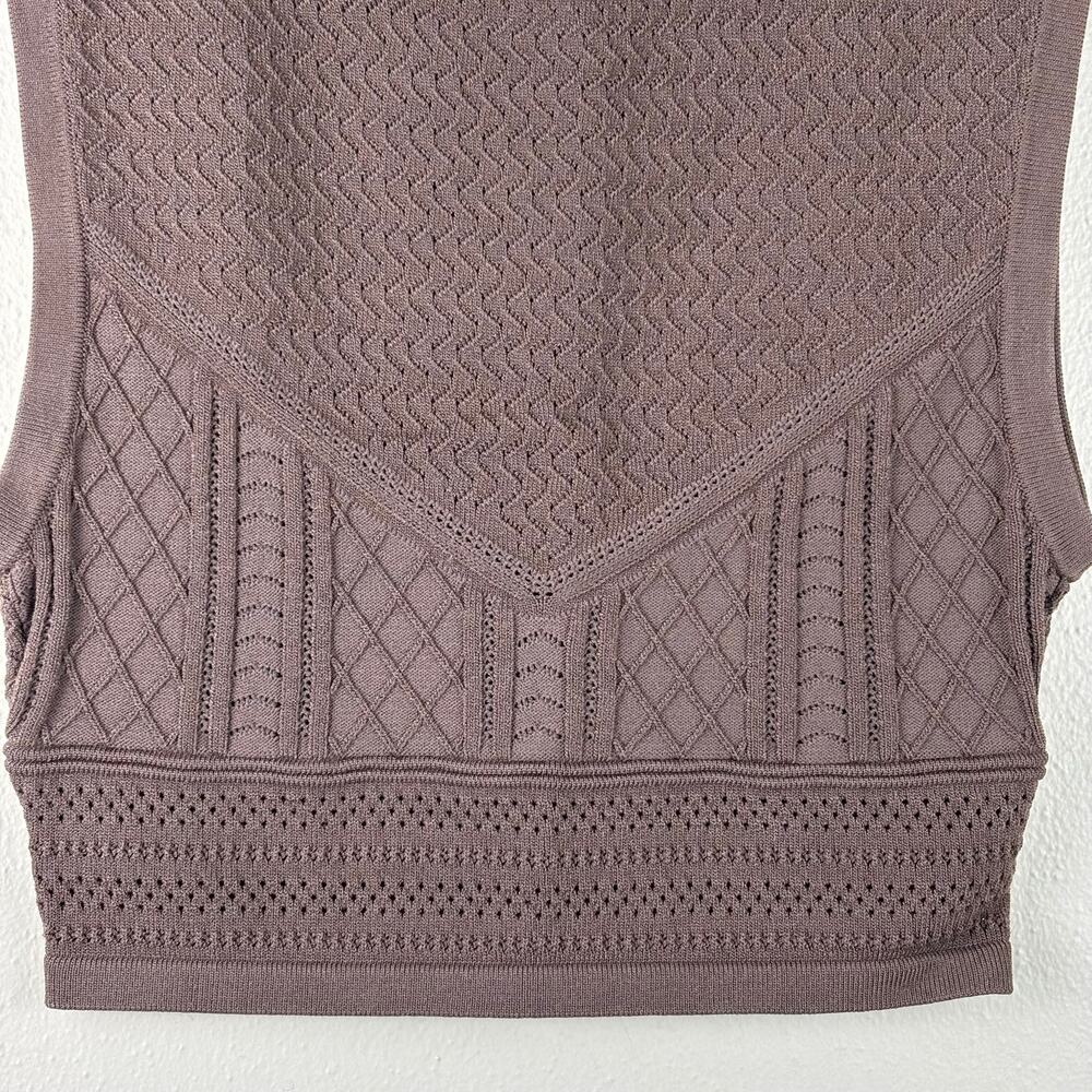 Babaton Aritzia Pointelle Cropped Sweater Tank Size Small in Deep Taupe - Picture 6 of 12